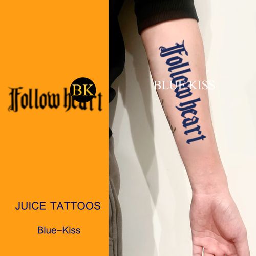 bluekiss蓝吻 跟随心走 哥特风纹身贴花体英文持久防水花臂男女潮