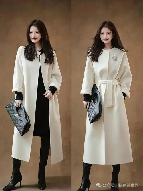 春节拜年,大衣配长裙,女王驾到!