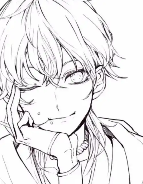 动漫帅气男头,线稿绘画手绘