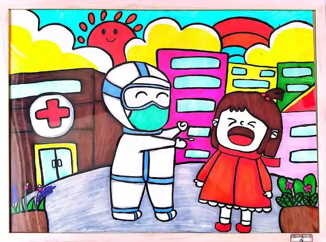 咸丰幼儿园小朋友绘画致谢医护人员
