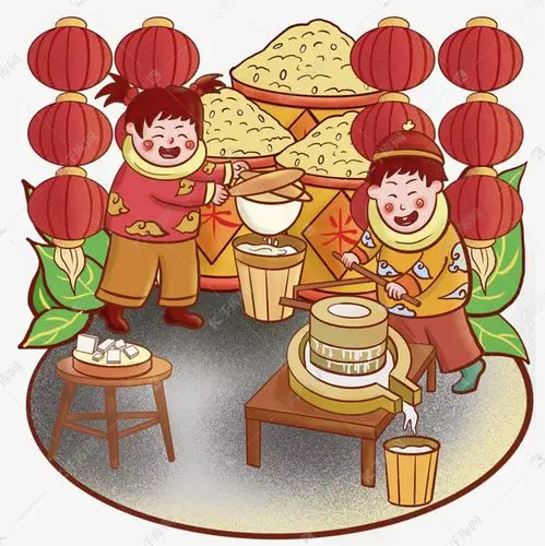 2019两个可爱小孩磨豆浆png