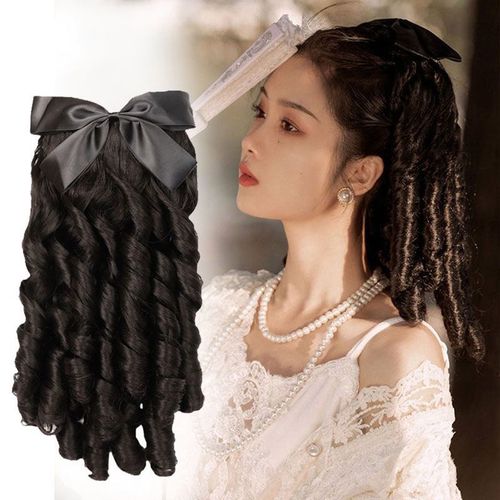 天天美复古公主罗马卷蝴蝶结发梳假发马尾女民国风宫廷卷发t1441