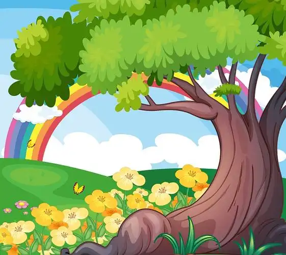 彩虹和美丽的自然景色图片素材