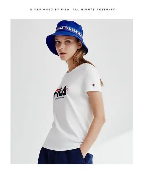 斐乐fila 夏季女装时尚流行女款百搭纯棉大logo休闲针织短袖t恤女