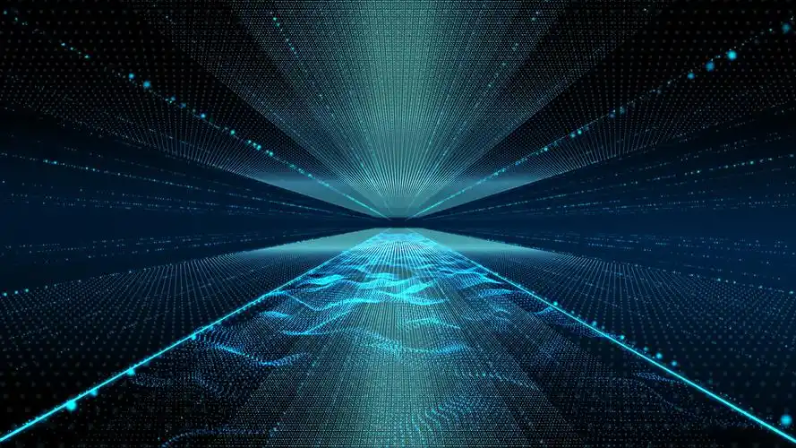 4k粒子线条线框科技感三维空间穿梭背景