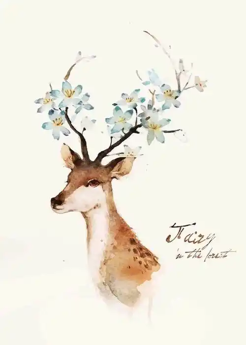 图片大全梅花鹿png免抠背景图片鹿水彩鹿彩绘卡通小动物动物驯鹿鹿图