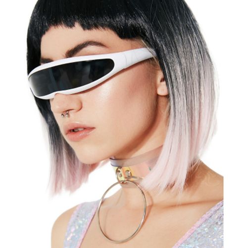 欧美未来感ins风眼镜x战警一体式激光眼墨镜透明外星人设计感眼镜