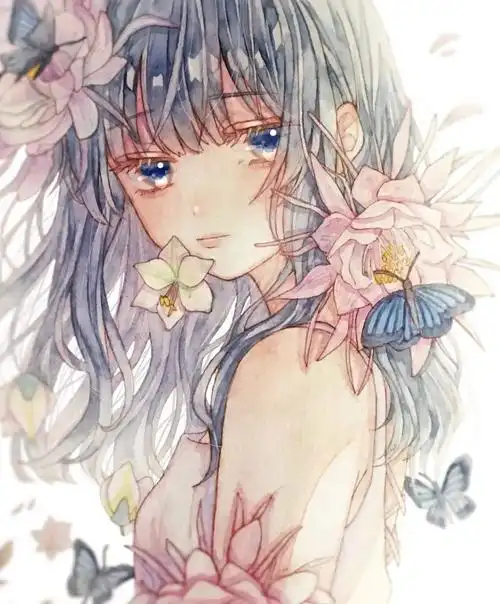 水彩插画 | 清新唯美动漫女孩 jk,发型手绘上色,应有尽有哦,快来收藏!