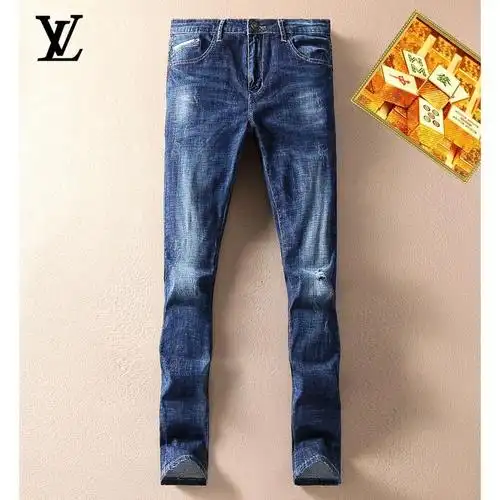 薄款lv商务牛仔裤男装直筒宽松简约牛仔长裤休闲百搭裤子潮28-38码