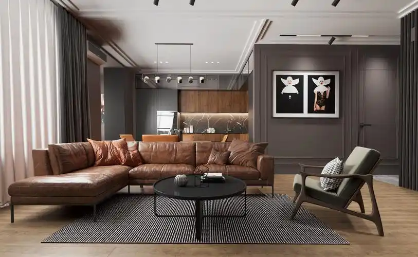 客厅现代简约设计资料下载-现代简约家装样板间客厅3d模型 效果图