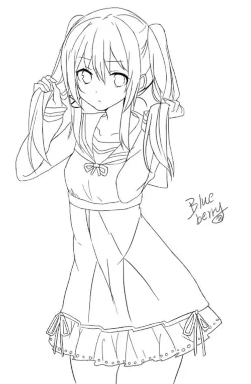 果冻线稿动漫黑白素材插画手帐