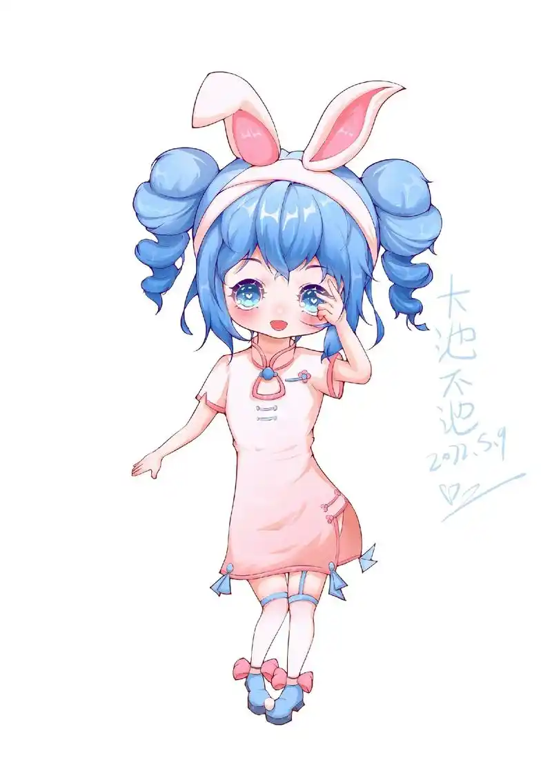 摸鱼oc"小蓝"#二次元 #q版 #画画 #可爱 #绘画#蓝 - 抖音