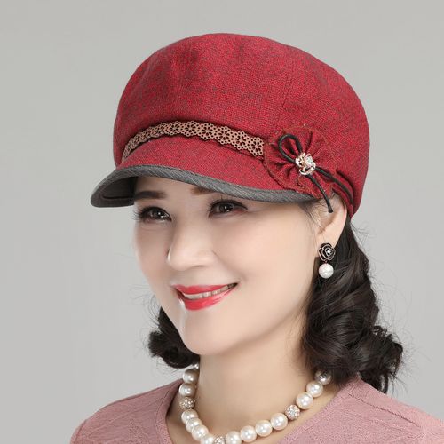 中老年妈妈帽子冬季女春秋布帽婆婆老人奶奶老太太薄款短檐鸭舌帽