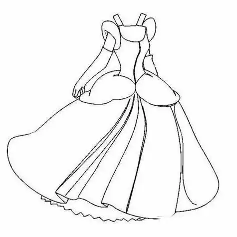 卡通手上站着白鸽头戴蝴蝶结穿长裙的长发美少女黑白简笔画图片