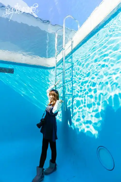 50厘米厚的"水层"将游泳池上下分开,参观者可以从池边或"水下"发现不