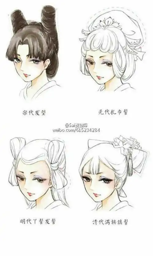 古风女生发型画古风插画可参考