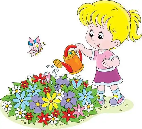 浇花简笔画卡通人物