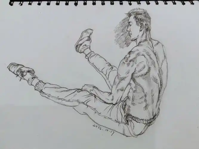 肌肉男人体写生素描