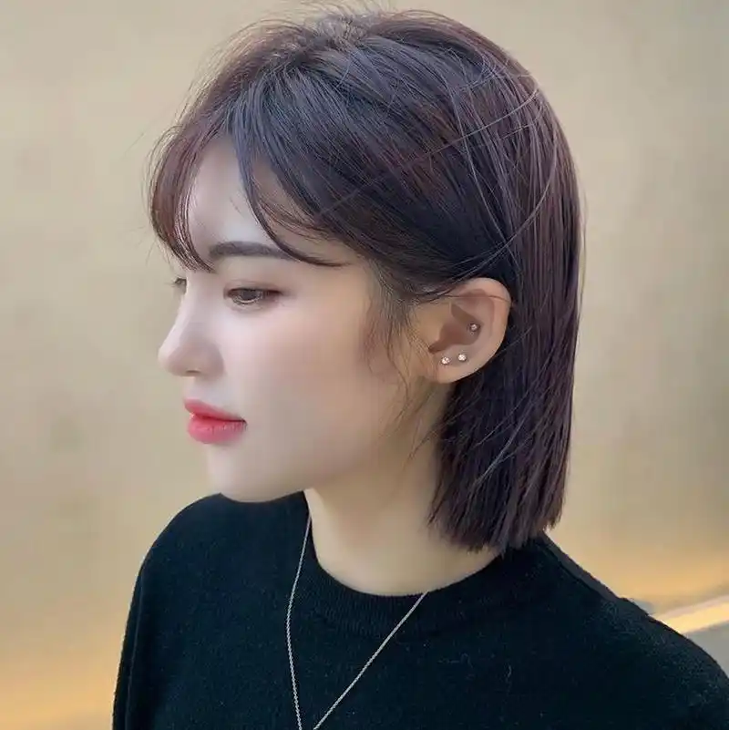 不漂 黑紫色搭配短发超a 黄皮女生也能染的紫色系96 在室外就像仙女