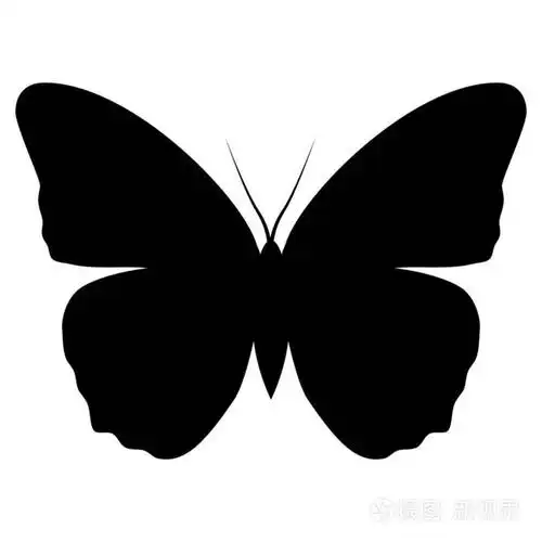 白色背景下蝴蝶图标的剪影