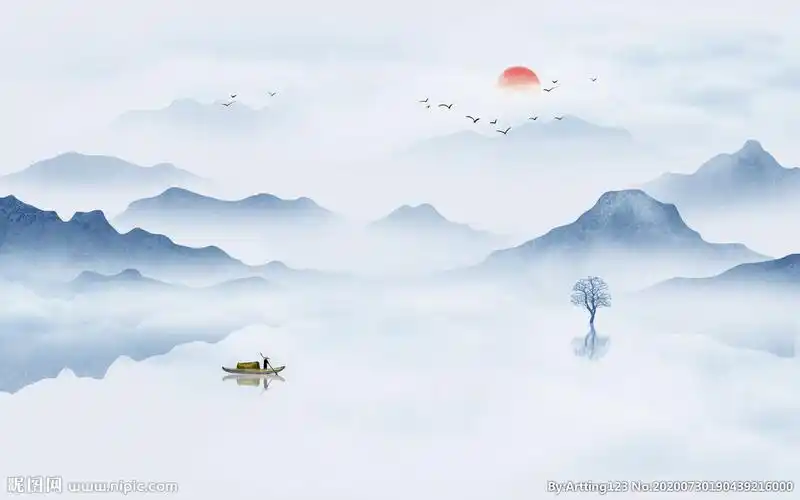 中式山水画图片