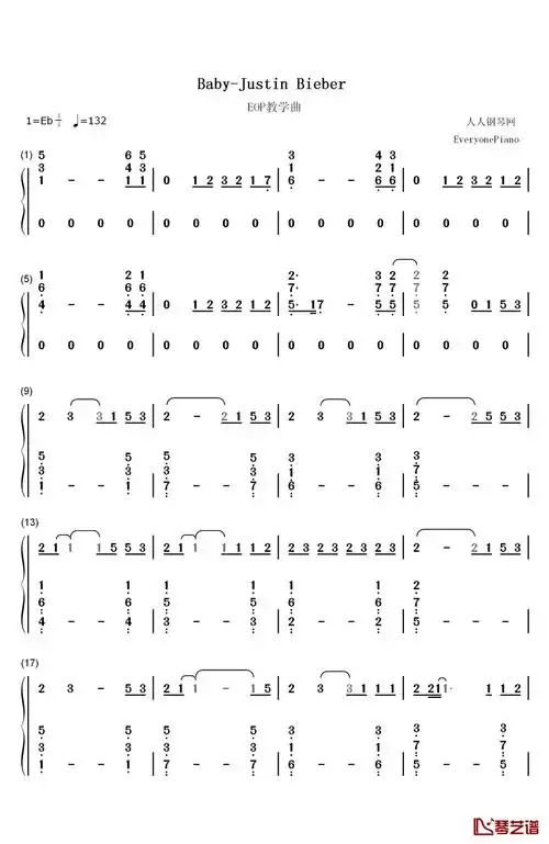 baby(贾斯汀·比伯)钢琴简谱_数字双手_justin bieber 贾斯汀·比伯