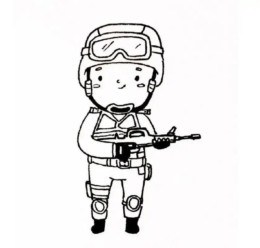 手绘简笔画军人