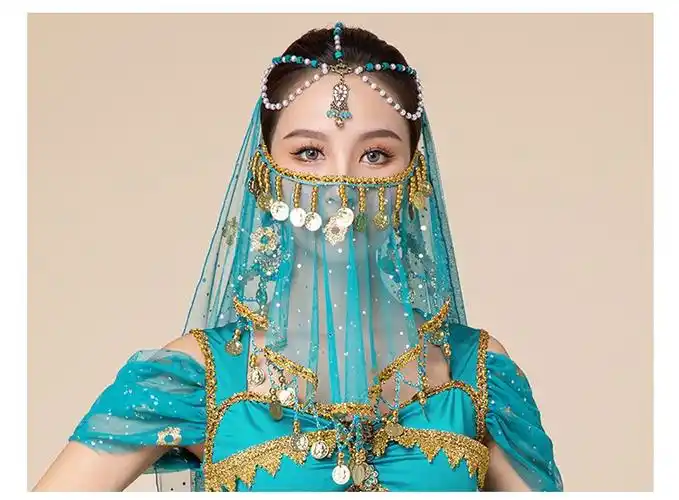 印度面纱印度舞演出服装遮脸异域面纱面罩道具西域公主蒙面纱巾女