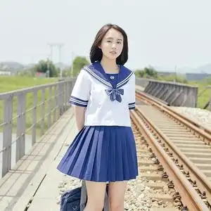 jk制服夏季少女装学生日系校服班服关西襟绣花短袖二本水手服套装