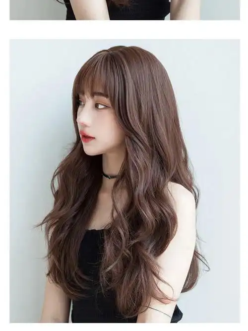 gaherry 韩式发型女长卷发网红中长发假发套气质大波浪全头套假发 花