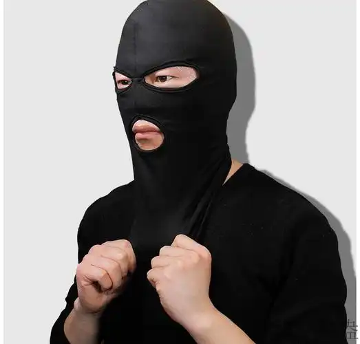 防晒头套男脸基尼全脸防风口罩摩托车护脸头罩蒙面帽保暖三孔头套黑色