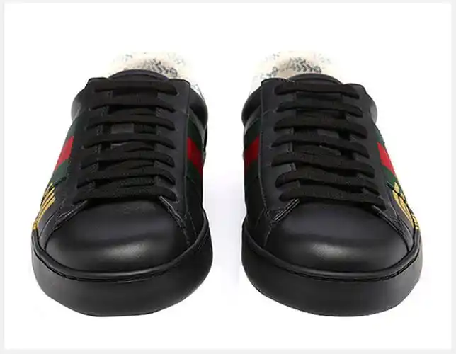 gucci古驰男鞋男士黑色字母花卉印花休闲运动鞋523455黑色55