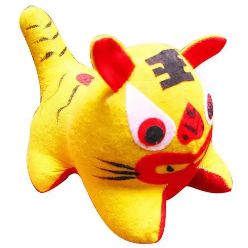 迷你小黄布老虎玩具 传统纯手工布艺布偶玩偶 生日礼物礼品