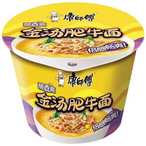 康师傅经典系列方便面金汤肥牛面整箱12桶装整箱包邮(现货发)【5月24