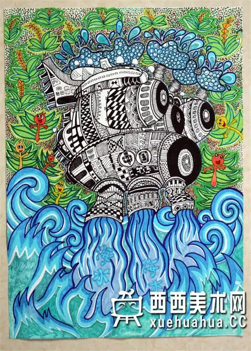 一等奖小学生获奖科幻画淡水处理器赏析