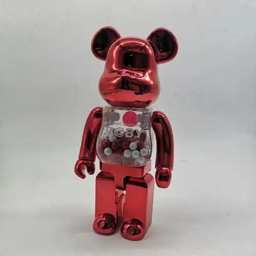 bearbrick黑金暴力熊积木熊电镀金银千秋关节可响金粉