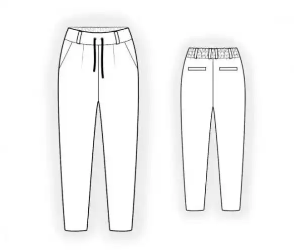 9款裤子的效果图款式图制版图