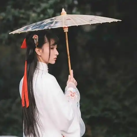 古风打伞侧脸女生头像图片