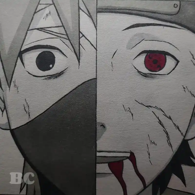 宇智波带土绘画黑白 - 抖音