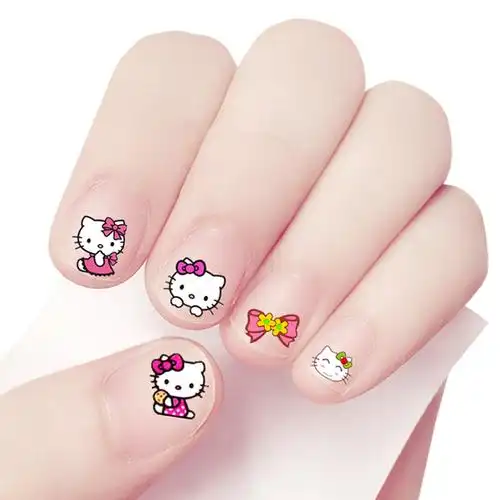 指甲儿童卡通冰雪小公主美甲贴花小猪猪小妹宝宝贴纸