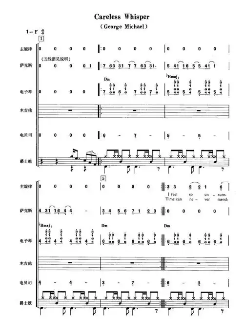 carelesswhisper无心快语乐队总谱图片格式总谱georgemichael