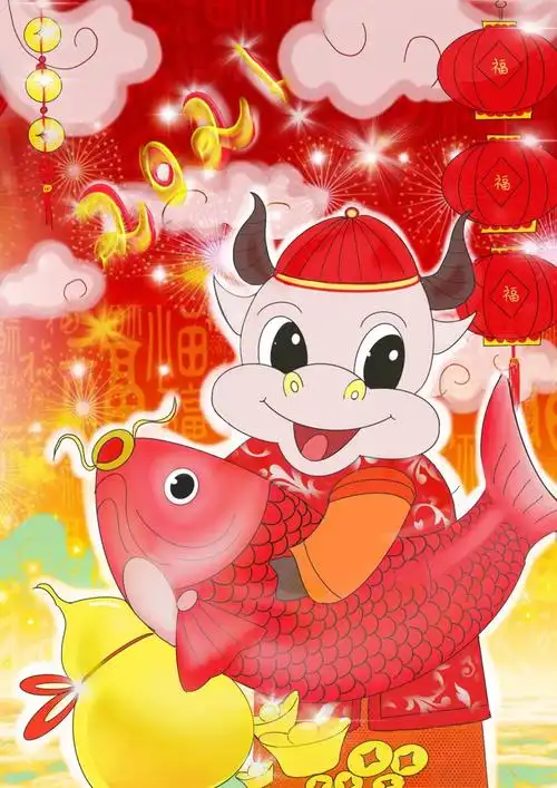 2021牛年大吉_旺财是只喵__插画师作品_涂鸦王国gracg.com