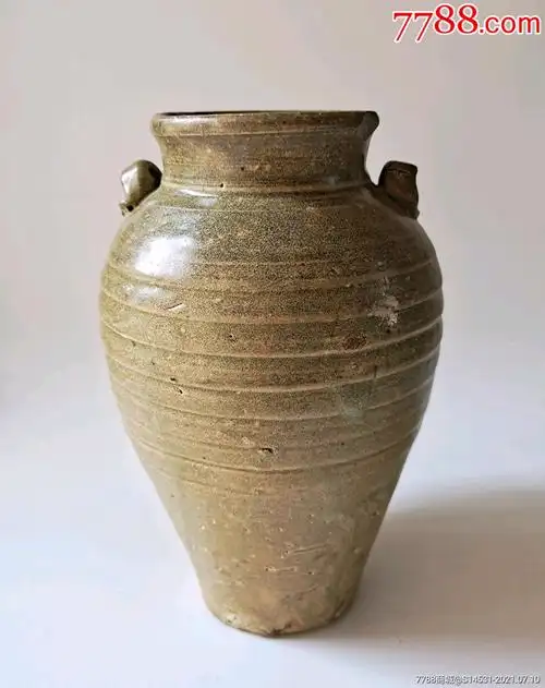 宋越窑青瓷双系瓶