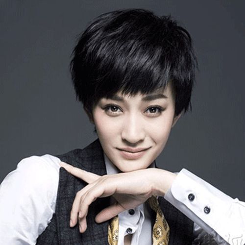 玫瑰网黛秀李小冉同款女短发时尚帅气自然真人发丝妈妈全头套批发