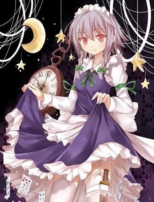 精选日漫《东方project》女主角"十六夜咲夜"的高清插画壁纸