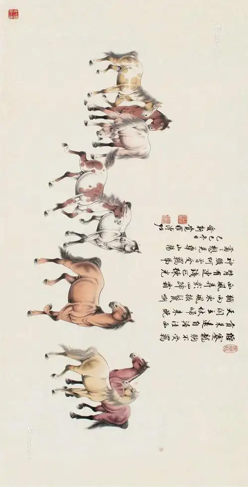 名家精品国画《八骏图》欣赏