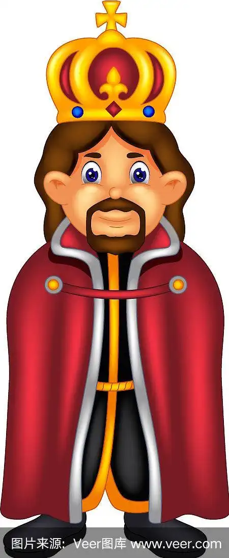 英俊的国王卡通站着微笑