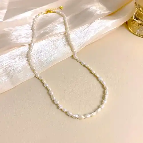 4mm无核天然淡水巴洛克异形keshi珍珠项链女轻奢小众高级设计感