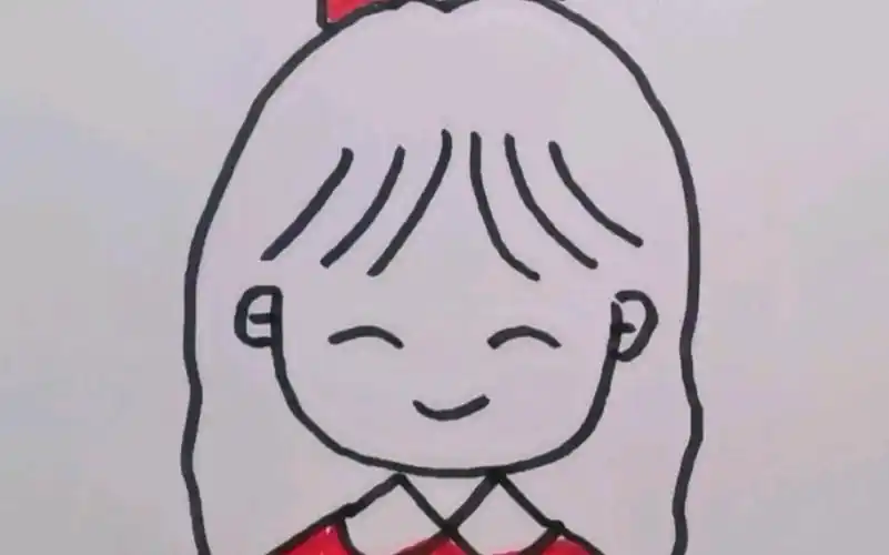 很简单的简笔画小女孩