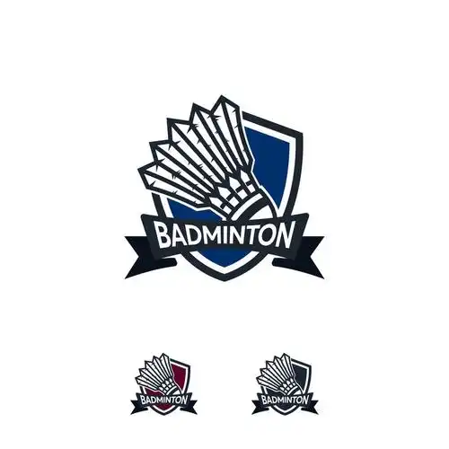 羽毛球运动标志设计徽章模板-抽象运动徽章矢量图